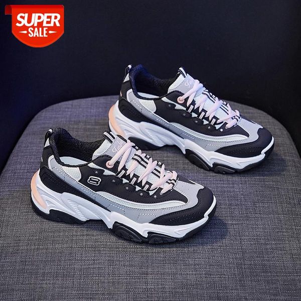 

women chunky sneakers vulcanize shoes female daddy shoes black white platform thick sole running casual woman creepers #xj5m