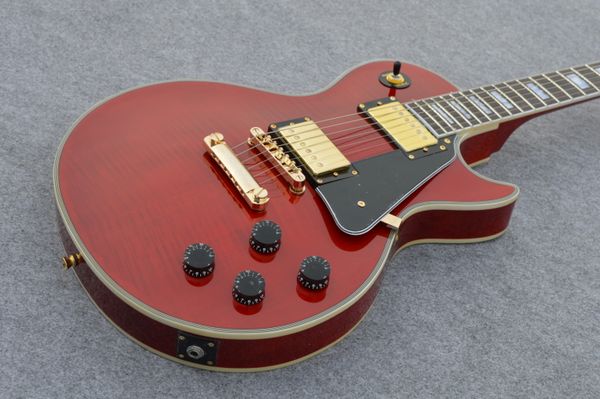 

custom lp electric guitar double maple flame gold hardware color red