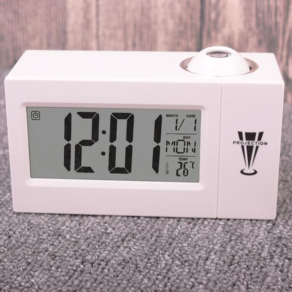 

other clocks & accessories lcd display voice talking table temperature snooze function projection alarm clock digital desk projector