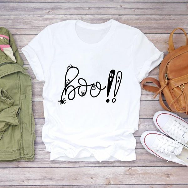 

women pumpkin letters boo funny halloween cute fall autumn print lady t-shirts womens graphic t shirt female tee t-shirt, White