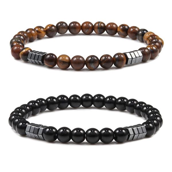 

beaded, strands 6mm classic men tiger eye beads bracelets natural black lava stone beaded bracelet bangle women charm malachite jewelry puls