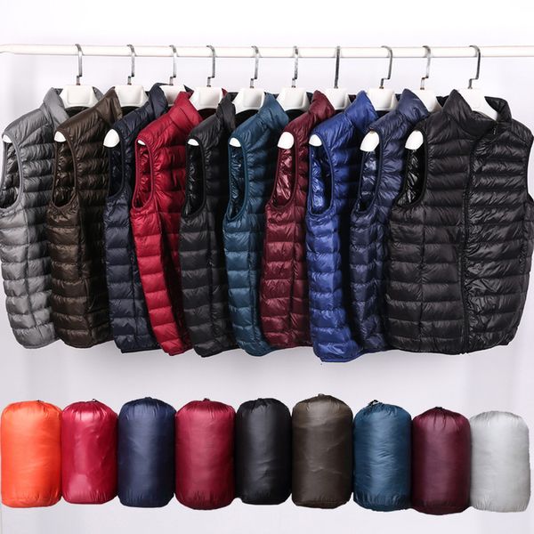 

off season fall / winter 2021 men's stand collar short women's light white duck down vest, Black;white