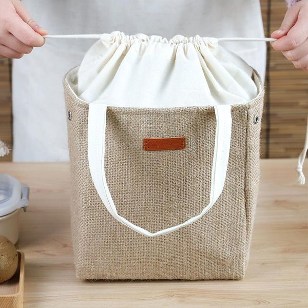 

storage bags aluminum foil thermal insulation picnic bag thick cotton and linen student lunch portable