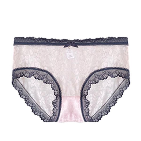 

women's panties girl japanese ladies underwear lace edge mesh gauze translucent cotton moisture absorption crotch briefs wholesale, Black;pink