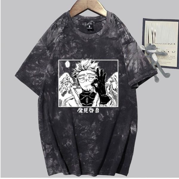 

men's t-shirts funny anime my hero academia hawks tshirt casual short sleeve tees, White;black