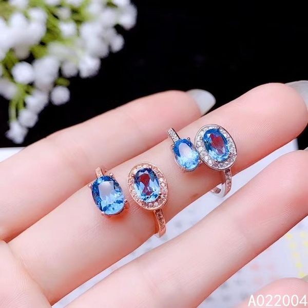 

cluster rings kjjeaxcmy fine jewelry 925 sterling silver inlaid natural blue z female ring exquisite support detection, Golden;silver