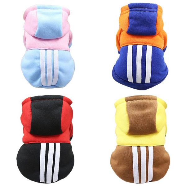 Cão vestuário esporte stripe pet hoodie casaco inverno roupas mornas para cães pequenos chihuahua shih tzu ternos filhote de cachorro moletom roupas de estimação