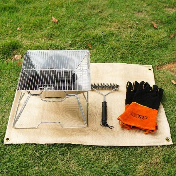 

outdoor pads reusable glass fiber fire retardant blanket fireproof thermal resistant cloth camping picnic barbecue mat