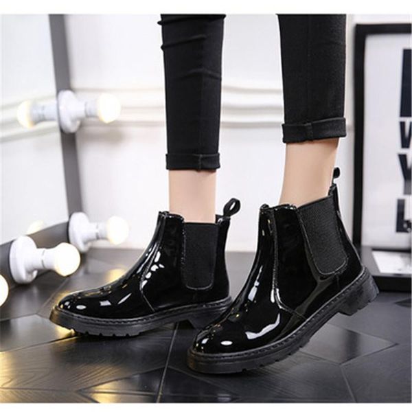 

boots autumn patent leather for woman winter warm non-slip ankle shoes arrival solid black snow eu 35-40