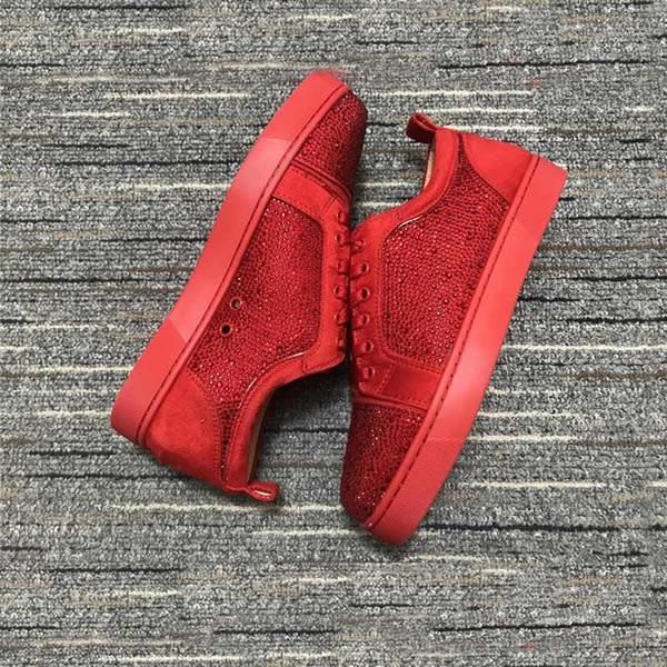 

2021 red bottom low cut spikes flats shoes qualtiy for men women leather sneakers casual shoes with dust bag, Black