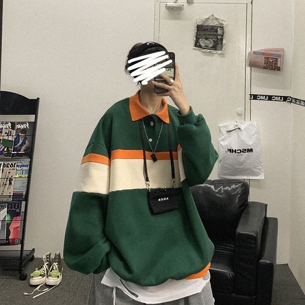 

2021 new men on the loose lapel collar hoodies cotton clothes casual coats couture sweaters m-2xl ndiw, Black