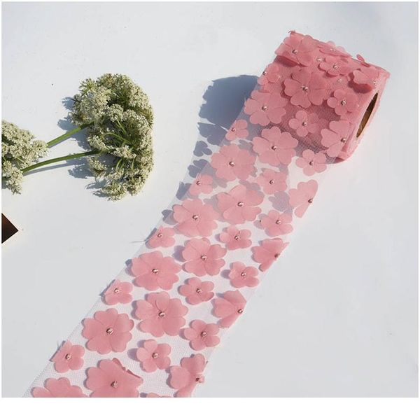 

5yards x 80mm gradient colorful flower organza ribbon for diy craft ribbon gift wrapping hair bowknot diy christmas m jllrfp, Pink;blue