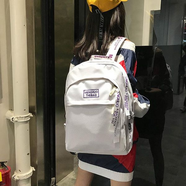 

backpack solid color letter embroidery large-capacity student wild girl multi-function travel korean luxury