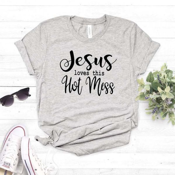 

jesus loves this mess women tshirt cotton casual funny t shirt gift for lady yong girl tee 6 color drop, White