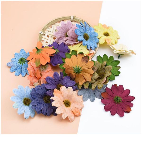 

10pcs fake plants silk daisy christmas decorations for home wedding diy gifts box decorative flowers wreaths artificial qylwyh