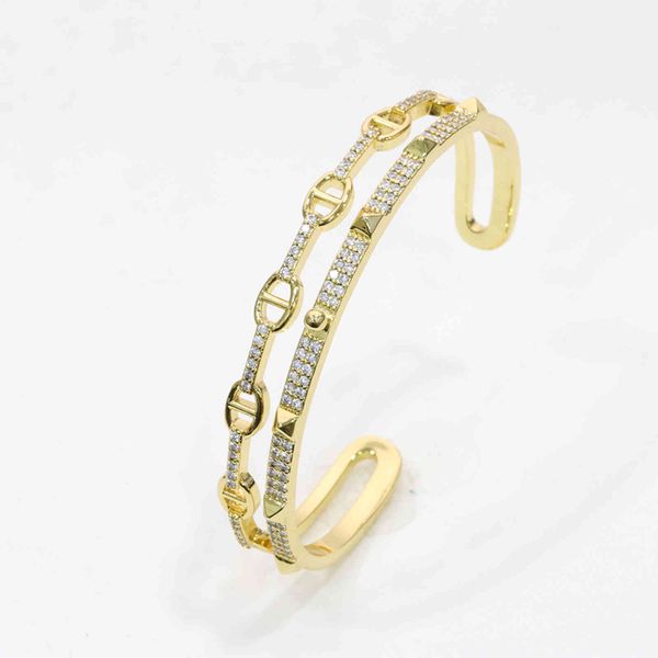 

micro pave pig nose bangle bracelet, cubic zirconia gold cuff bangle, Golden;silver