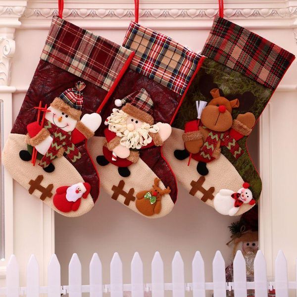 

christmas decorations merry stockings xmas candy gift bags box snowman elk santa claus socks hang boots for navidad year tree decoration