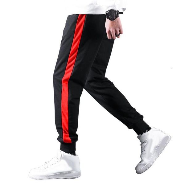 

porting sports joggers men color block single binded long elastic cats running broek, Black