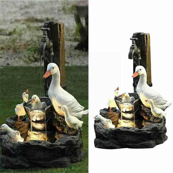 

garden decorations duck fountain decorative light resin statue animal model ornamental multi-color cascading tanding decor for pat s1p3