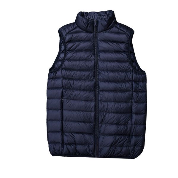 

new men's stand collar lightweight down warm vest in spring 2021, Black;white