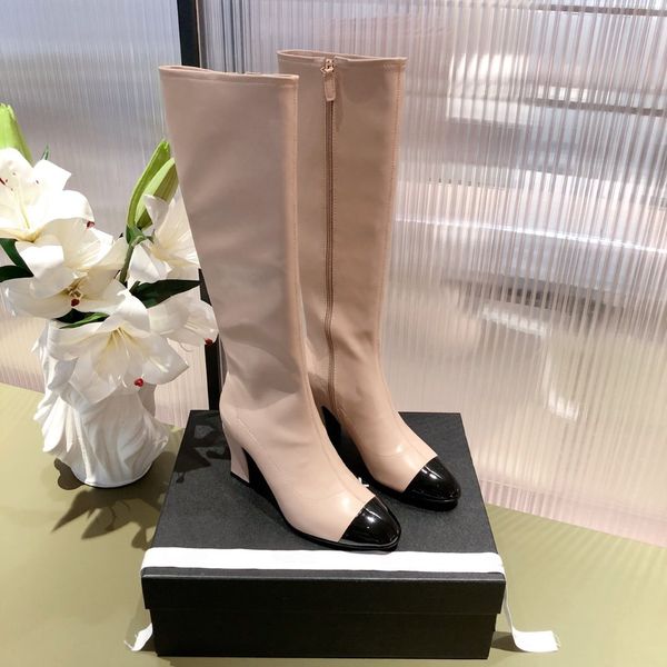 

women's shoes designer comfortable leather brand side zipper luxury autumn and winter long tube women's boots, Red;white