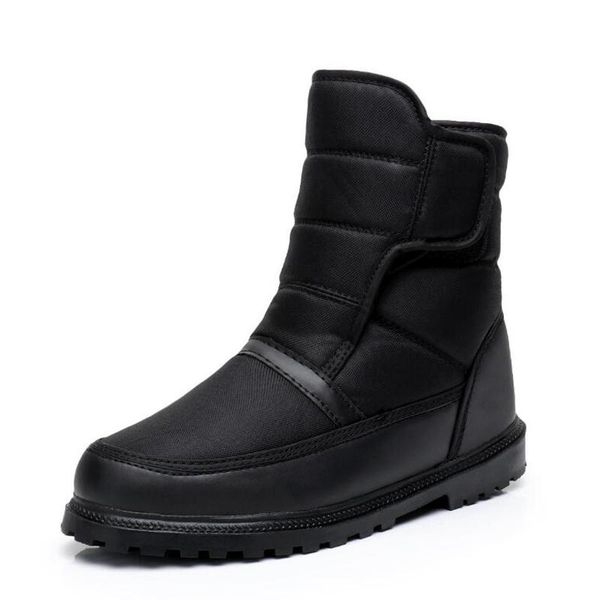 

boots winter men shoes snow non-slip safety with anti-slip buckle waterproof warm fur ankle big size 46, Black
