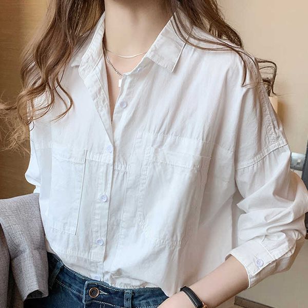 

long sleeve white blouse women blouses shirts blusas mujer de moda blouse women turn down collar blouse shirt d436 210602