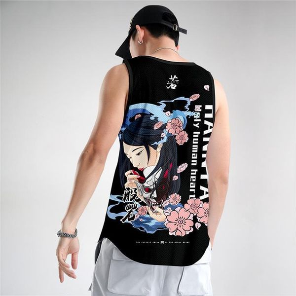 

couple women men prajna printed mens sleeveless mesh beach vest summer slim fit undershirt tanks singlet, White;black