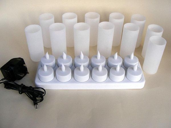 

candles set of 12 rechargeable led candle flameless tealight electric light xmas valentine wedding church home bar table decor-amber