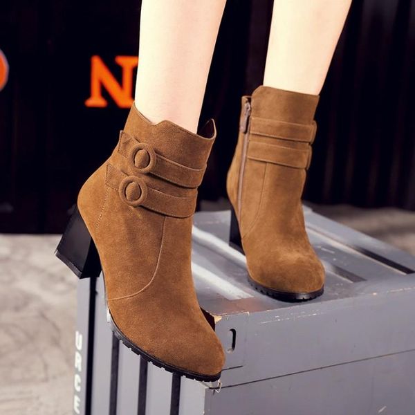 

boots big size 9 10 11 12 women shoes ankle for ladies woman winter solid color round head side zipper, Black