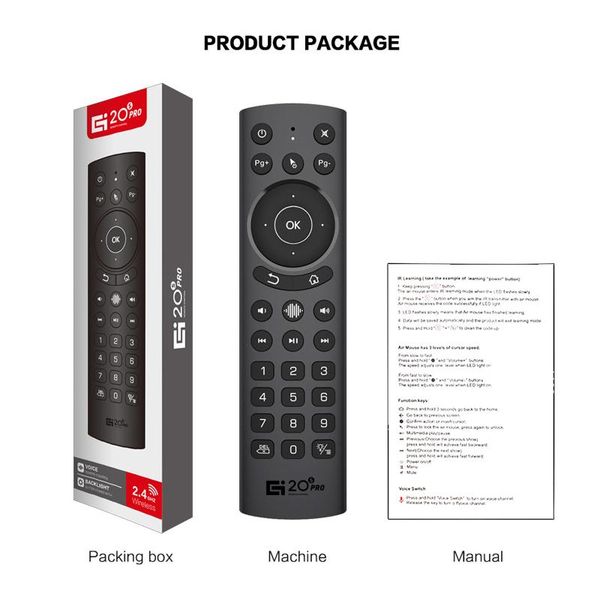 

remote controlers g20s pro handheld 2.4g wireless air mouse 6-axis gyroscope control smart voice ir learning for android tv box