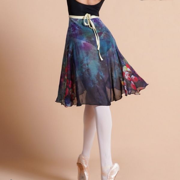 

new ballet dance skirt women painting mesh fairy swing long skirt ballerine tulle skirt dance practice performance wear vdb3012, Black;red