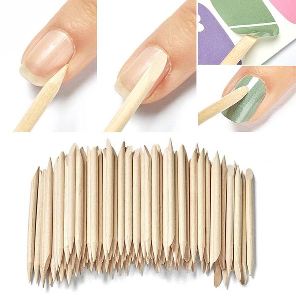 

cuticle pushers 100/50/10pcs wooden pusher double end nail art wood stick remover pedicure professional tool
