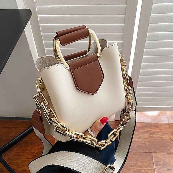 

evening bags women's bag 2021 wide shoulder strap pu leather chain female korean version messenger small square