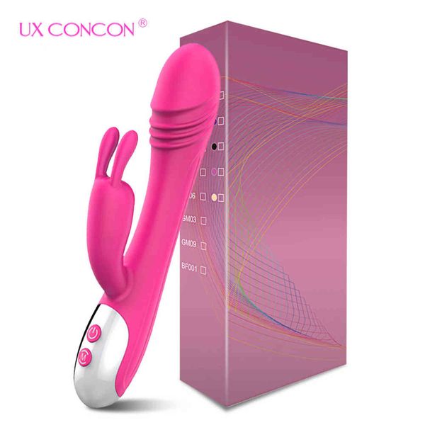 NXY Vibrators G spot dildo di coniglio vibratore per donne a doppia vibrazione silicone impermeabile femminile clitoride clitoride massaggio giocattoli sessuali per 1119