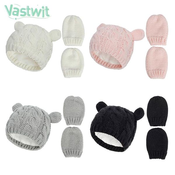

caps & hats baby kids girls boys winter warm knitted hat ears adorned solid cute glove mittens 2pcs lovely beanie cap 0-18m, Yellow