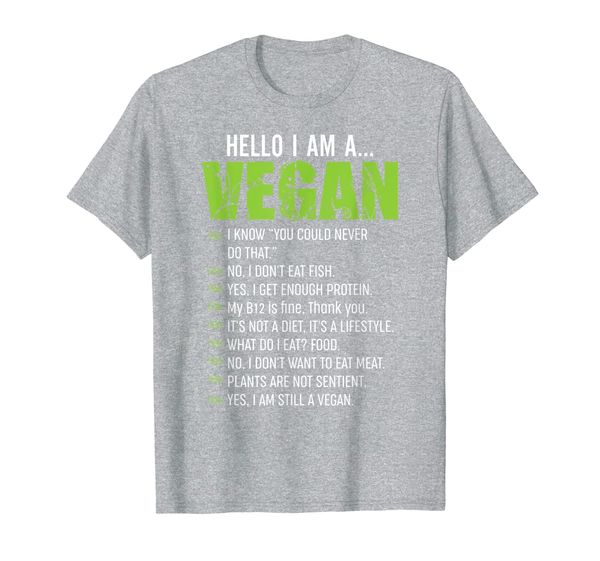

funny sarcastic vegetarian gift - hello i'm a vegan t-shirt, White;black