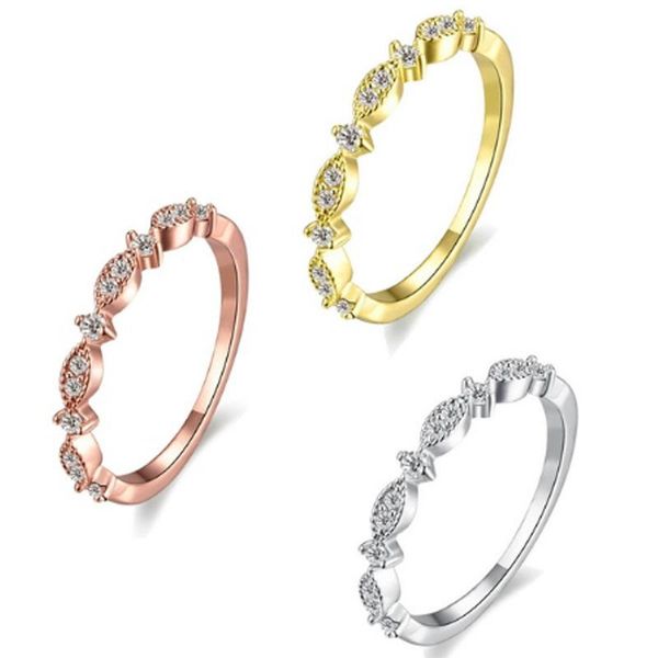 

cluster rings japanese and korean version of crystal small fresh ring simple temperament female engagement, Golden;silver