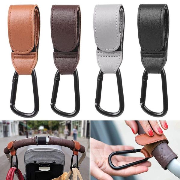 

stroller parts & accessories 1/2pcs pu leather multi purpose convenient pram hook hanging
