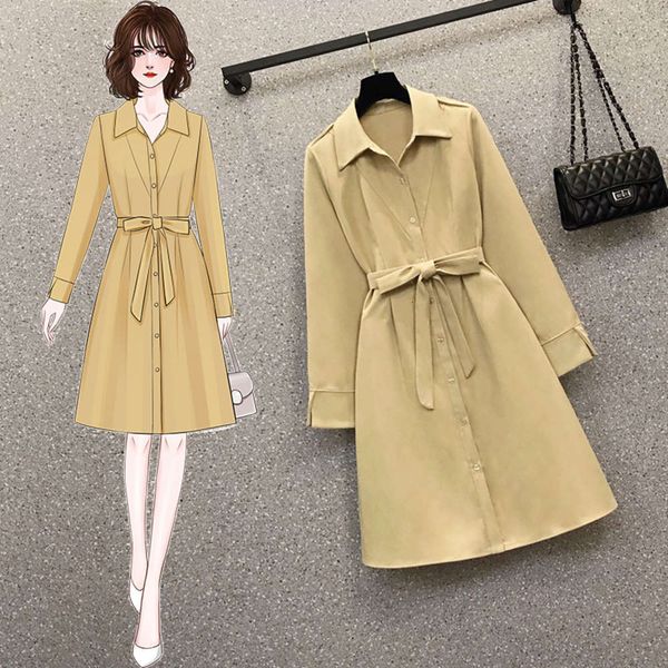 

early spring 2021 new large size women's fat sister show thin age reduction cover meat french hepburn shirt dress, Black;gray