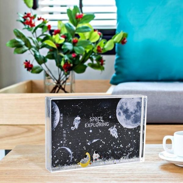 

frames liquid po frame astronaut spaceman deskholder with snow floating glitter family picture display decorate