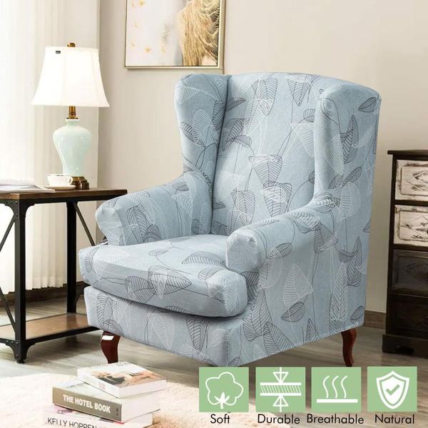 

chair covers wing back cover armchair sofa slipcover 2 piece set stretch spandex jacquard elastic washable