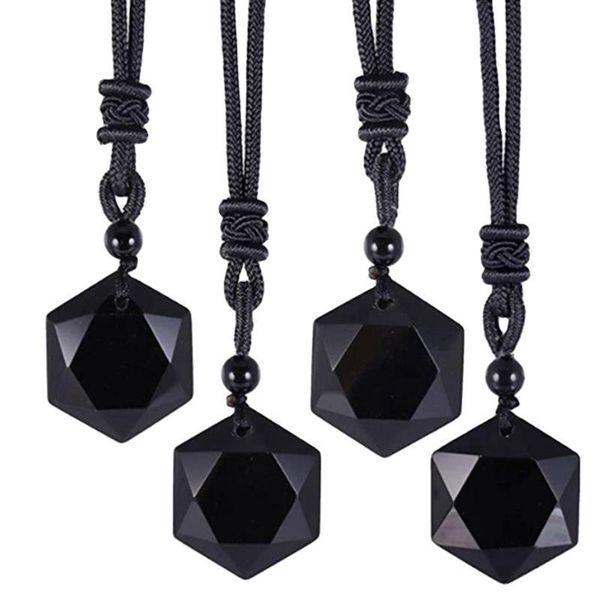 Anhänger Halsketten Schwarz Obsidian Sterne Glück Amulett Liebe Natürliche Energie Stein Halskette Für Frauen Männer Kristall Pendel Schmuck