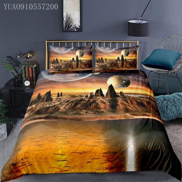 

bedding sets fantasy scenery 3d planet landscape print  duvet cover set bedspreads with pillowcase adults kids bed linens