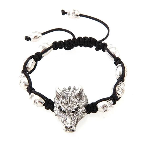 

charm bracelets cool punk style wolf head decor adjustable women's men's bracelet hand chain, Golden;silver