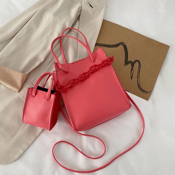 

cross body fashion design women's shoulder crossbody bags solid color ladies all-match chain mini tote female handbags with clutch purs