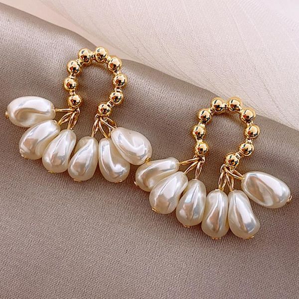 

dangle & chandelier luxury s925 metal geometric pearl earrings for women fashion designer jewelry party ladies unusual earring accessories, Silver