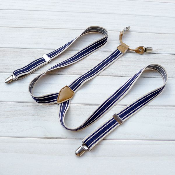 

leather metal clips suspenders y back straps w/clips white blue stripes adjustable heavy duty y back suspenders clip on unisex, Black;white