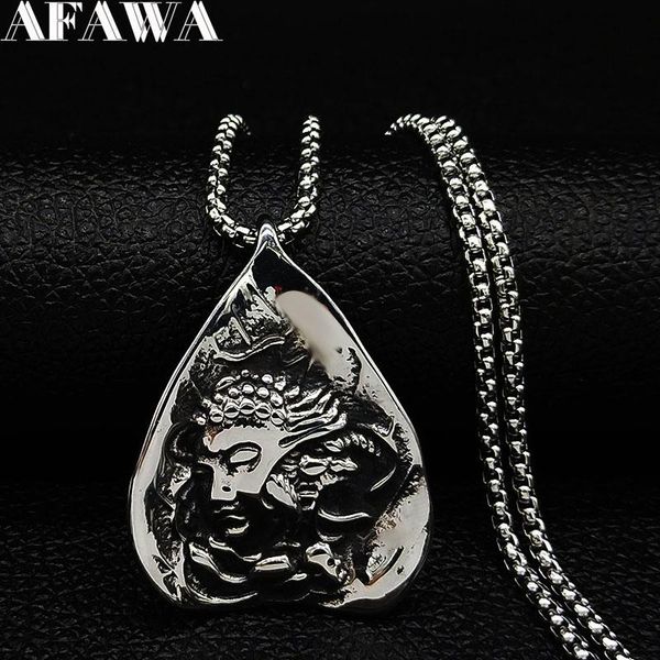 

pendant necklaces 2021 fashion buddha skull stainless steel silver color & pendants for men jewelry cadenas para hombre n19091