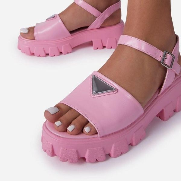 

sandals platform women's 2021 summer fashion women chunky beach sandal pu comfortable sandalias, Black